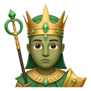 Ancient Egyptian god Osiris with green skin, Atef crown, and holding sticker