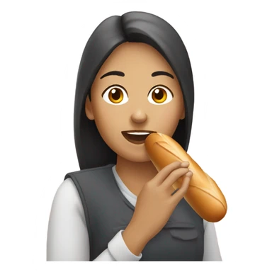 Woman eating baguette  sticker