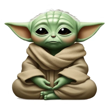 baby yoda with closed eyes meditating sticker