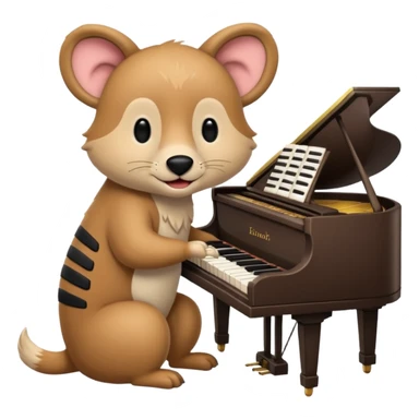 animal playing piano sticker