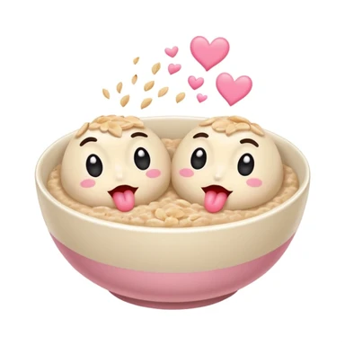 two bowls of oatmeal with tongues on the bowl that are kissing  sticker