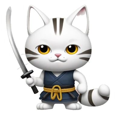 Samurai cat with nunchucks  sticker