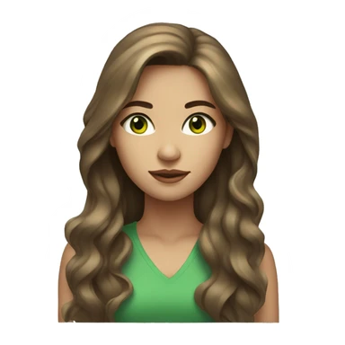 young woman beige skin green eyes with long voluminous brown hair sticker