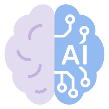 AI brain icon, modern flat color style, clean lines, minimal details sticker