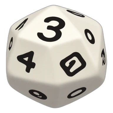 D20 dice creme with numbers 3 6 5 7 8 sticker