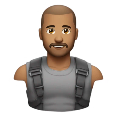 brown man muscle buzz cut with beard sticker