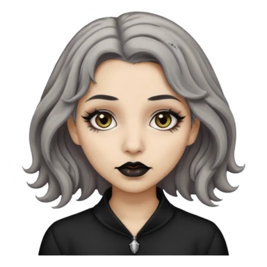  Beige olive skin  grey wavy hair black lips lightbrown eyes goth girl sticker