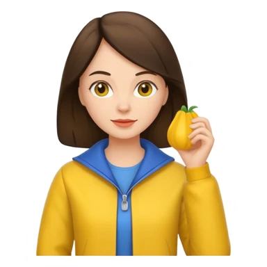 brunette woman with yellow dutch clothing sticker