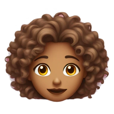 Light skin girl with curly hair laying under pink bed sheets sticker