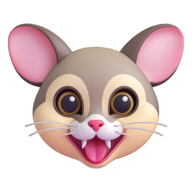 cute sugar glider head only, tongue out, classic emoji style, bright and playful sticker