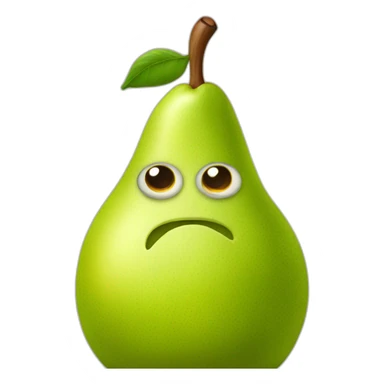 a pear with eyes without mouths and a cold and serious look sticker