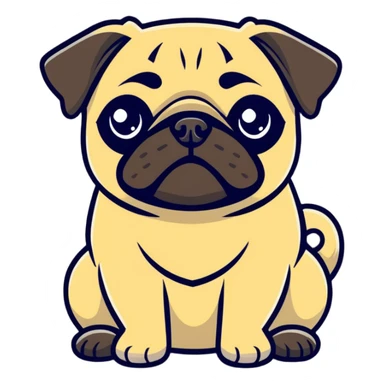 pug dog, cartoonish sticker style sticker