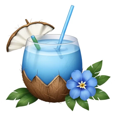 coconut drink with blue flowers sticker