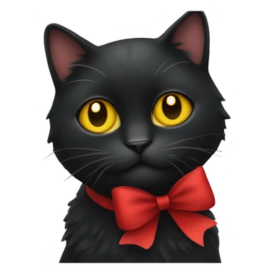 black cat with yellow eyes and a red bow sticker