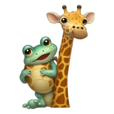 toad hugging a giraffe sticker