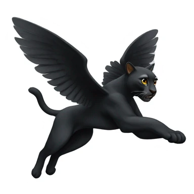 winged black puma flying sticker