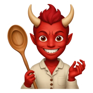 Cooker like demon with a smile and wooden spoon sticker