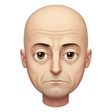 Steven Miller, Trump advisor, bald, grim expression, narrow face, sagging eyelids drooping more on the outside, bottom lip sticking out sticker