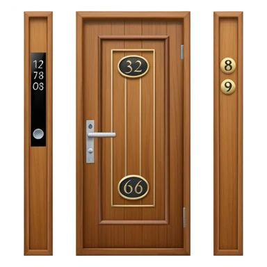 modern villa door number wood Japanese with smart screen lock sticker