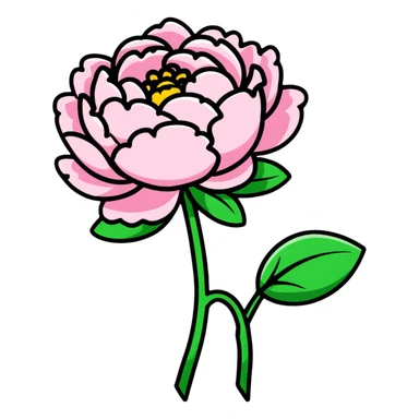 A blooming pink peony flower with ruffled petals sticker