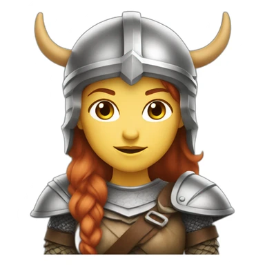 female viking with a reddish beard streaked with white helmet no horns sticker
