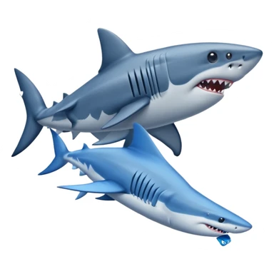 Shark wearing 3 blue sneakers sticker