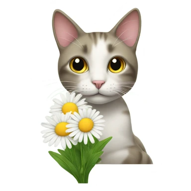 Cat with daisy sticker