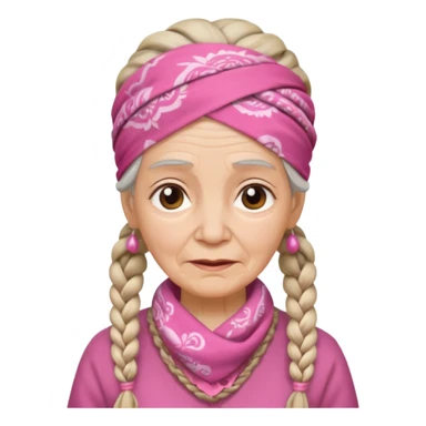 old woman with braids and a pink bandana sticker