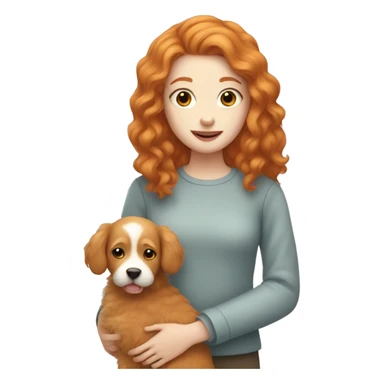 pale ginger girl holding ginger fluffy dog sticker