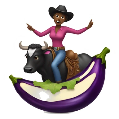 Woman bull riding a eggplant sticker