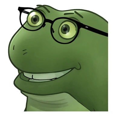 um emoji com os olhos para cima, e a boca de lada maia torta, com um óculos de grau  sticker