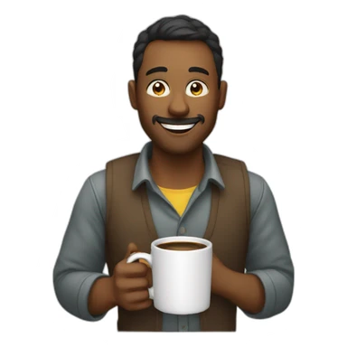 satisfied developer with coffe mug sticker