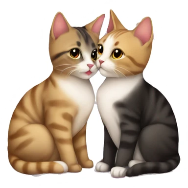 cute kissing cats on lesbian flag sticker