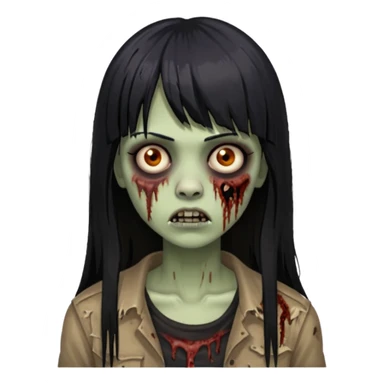 oculos, cabelo preto e longo e com franja reta, mulher e zumbi  sticker