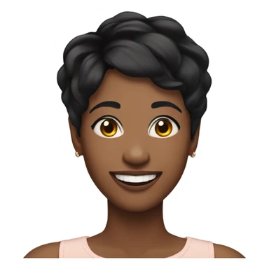 woman short pixie cut black hair smiling sticker