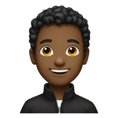 smiling boy in black jacket sticker