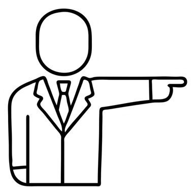 Boss character pointing, leadership pose sticker