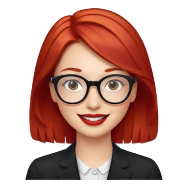 red hair with red lipstick and glasses sticker