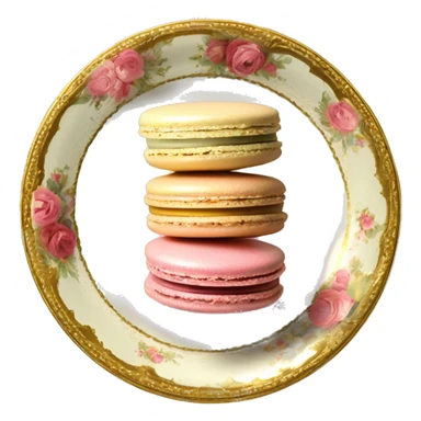 vintage rococo macarons on golden plate sticker