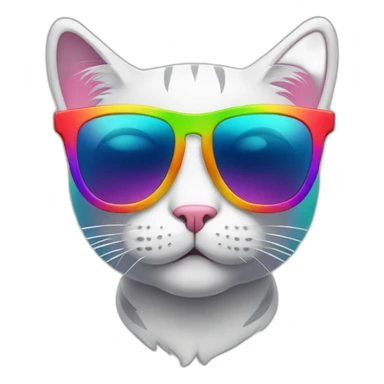 Rainbow cat with cool sunglasses sticker