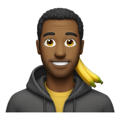 A man with a banana sticker