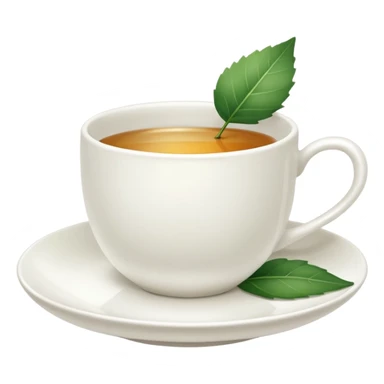 White tea cup with leaf on the plate sticker
