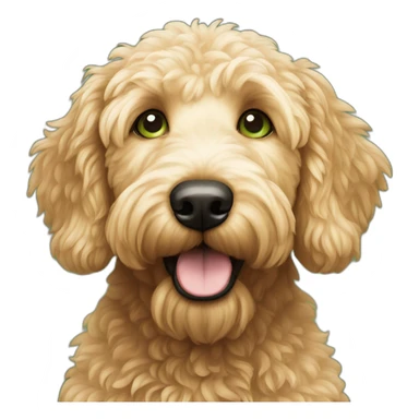 golden doodle with green eyes sticker