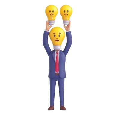 businessman with a lightbulb over his head, 3D emoji style sticker