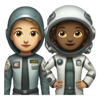 boy and girl in sci-fi pilot suits sticker