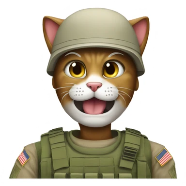 cat mad at military guy sticker