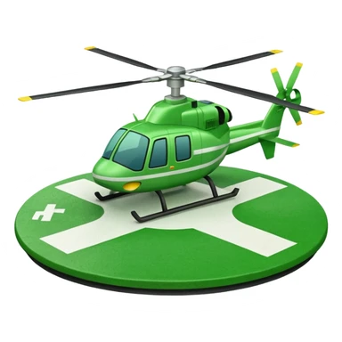 a helipad with a green surface and an H in the center sticker