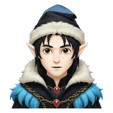 Male long hair vampire elf with furry hat sticker