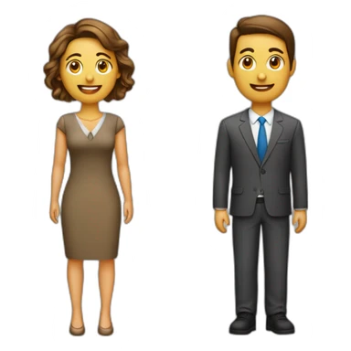 pareja de negocios con computadora sin corbata ambos pelo castaño sticker