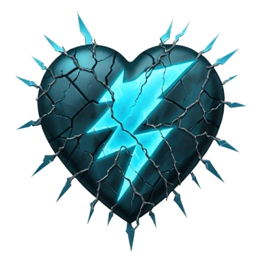 Obsidian-Black heart with a cyan lightning strike pattern across it  sticker